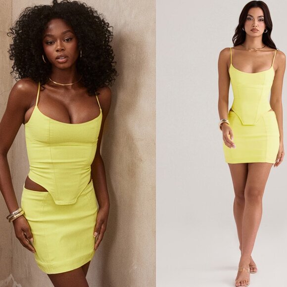 House of CB 'Nisha' Neon Sculpting Mini Skirt NWOT - Picture 3 of 8